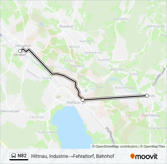 N82 Bus Line Map