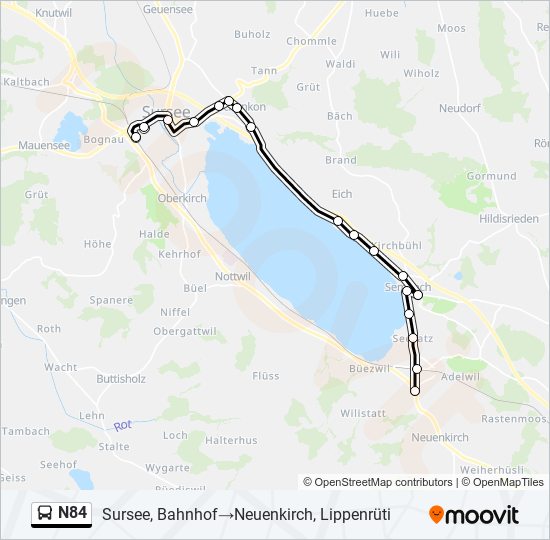 N84 bus Line Map