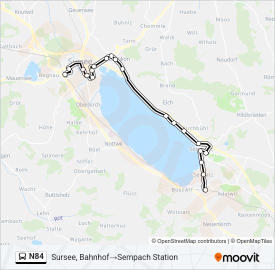 N84 Bus Line Map