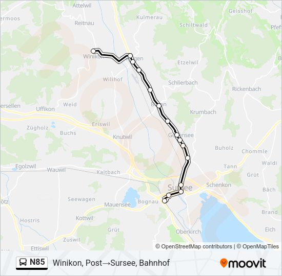 N85 Bus Line Map