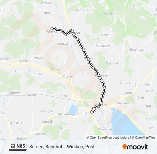 N85 Bus Line Map