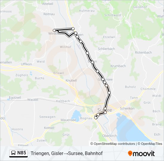 N85 Bus Line Map