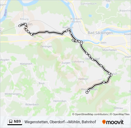 N89 Bus Line Map