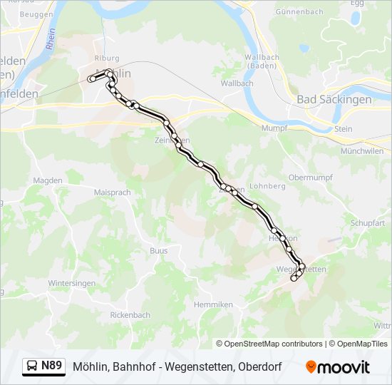 N89 bus Line Map