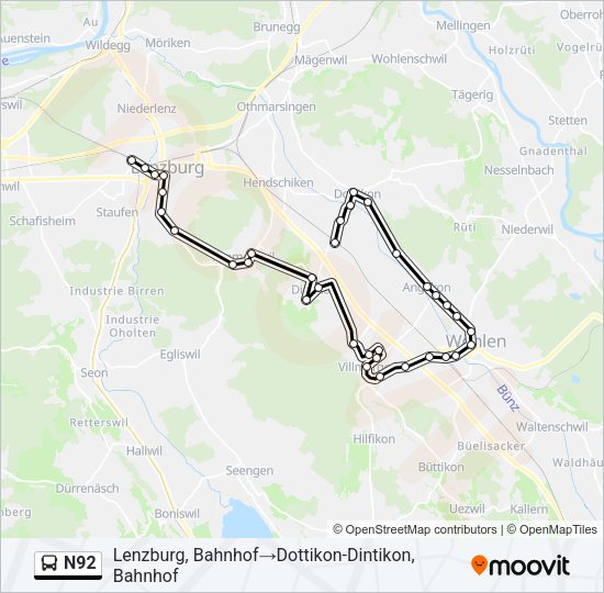 N92 Bus Line Map