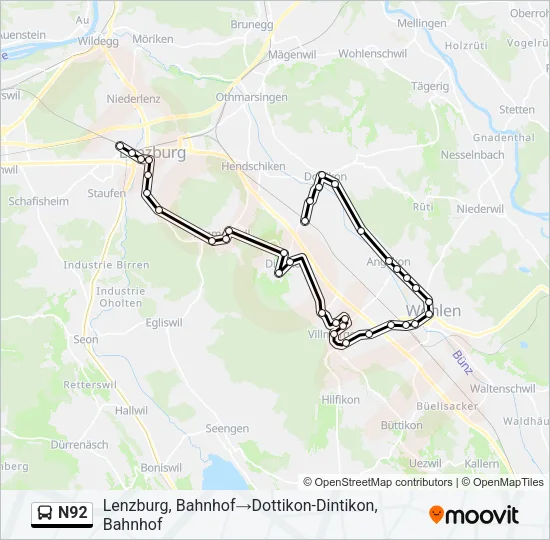 N92 Bus Line Map