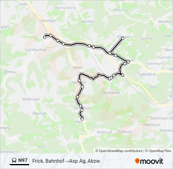 N97 Bus Line Map