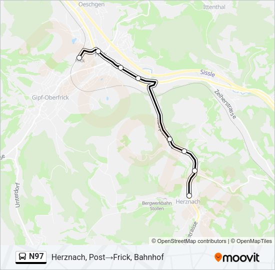 N97 Bus Line Map