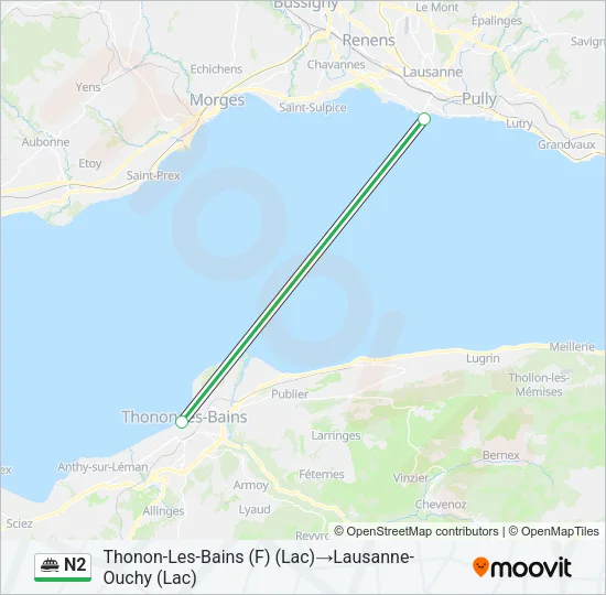 Plan de la ligne N2 de ferry