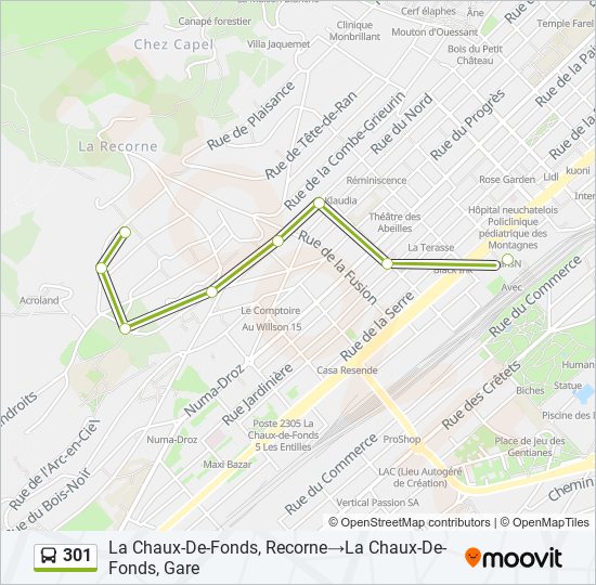 Plan de la ligne 301 de bus