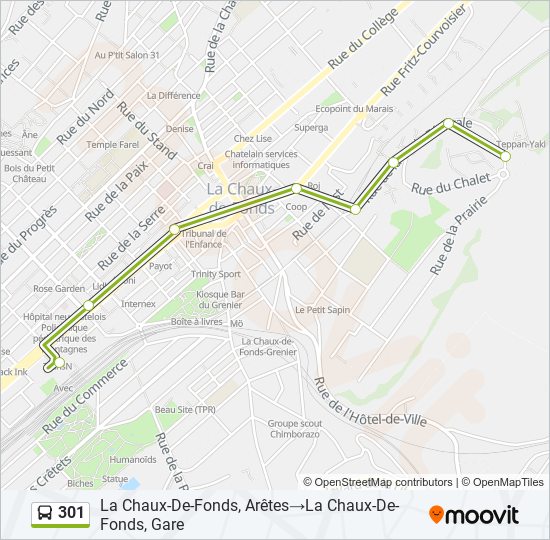 Plan de la ligne 301 de bus