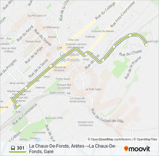 Plan de la ligne 301 de bus