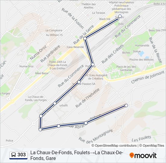 303 Bus Line Map