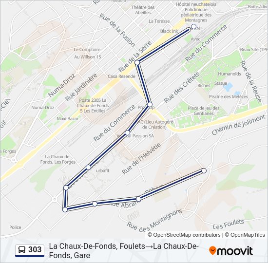 303 Bus Line Map