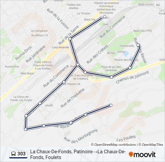 303 Bus Line Map