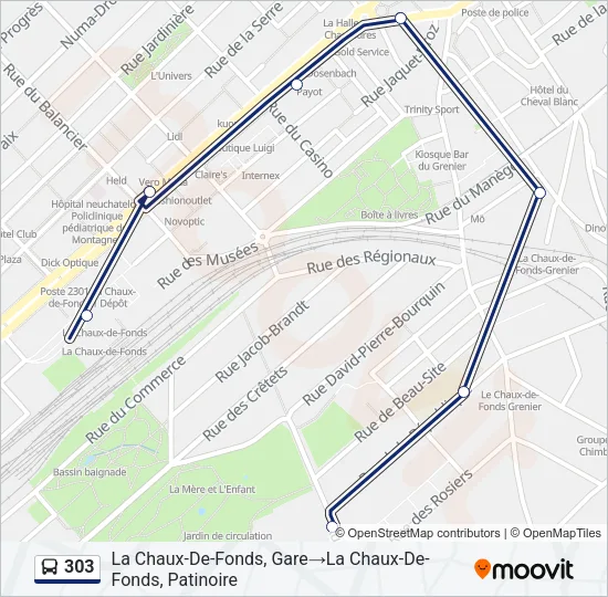 Plan de la ligne 303 de bus