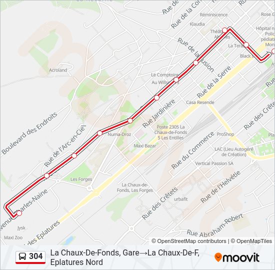 304 Bus Line Map