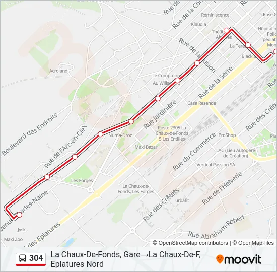 304 Bus Line Map