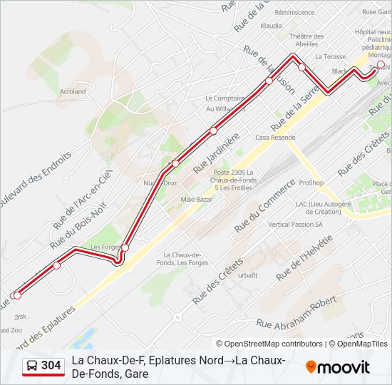 304 Bus Line Map