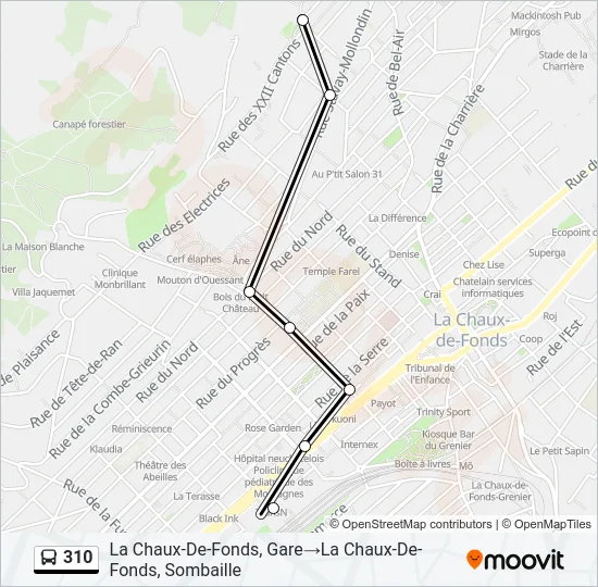 Plan de la ligne 310 de bus