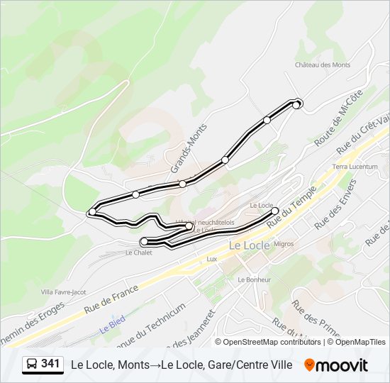 Plan de la ligne 341 de bus