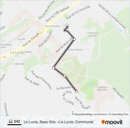 Plan de la ligne 342 de bus