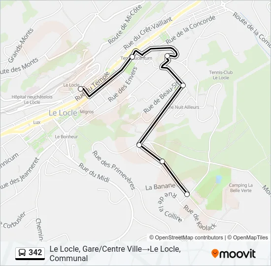 Plan de la ligne 342 de bus