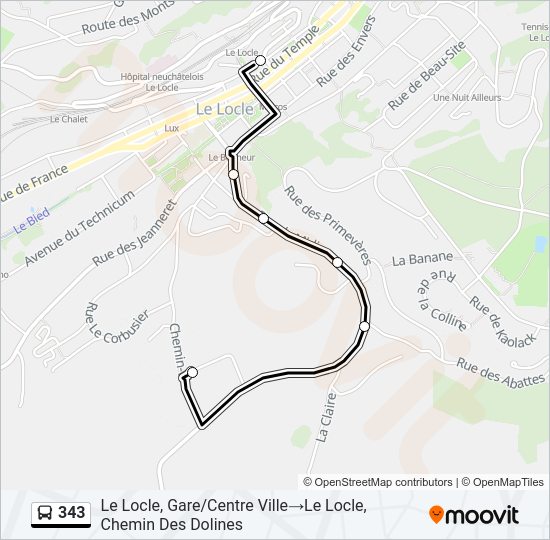343 Bus Line Map