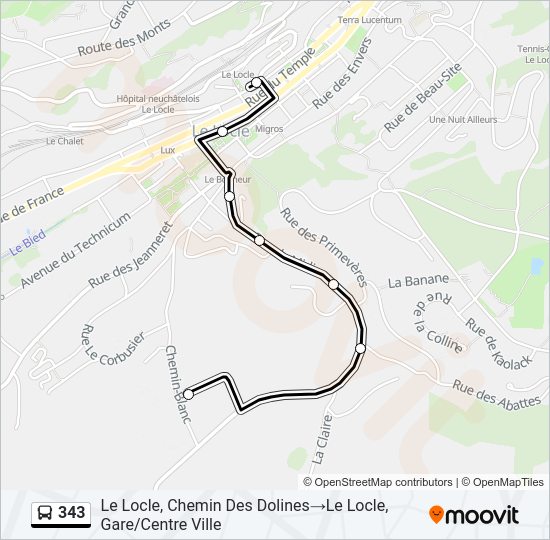 343 Bus Line Map