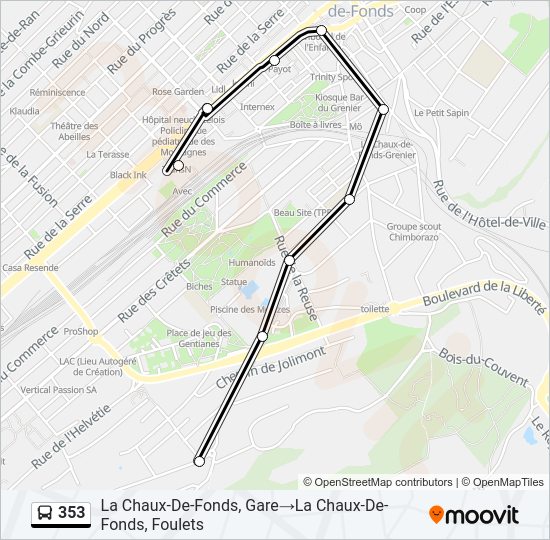 Plan de la ligne 353 de bus