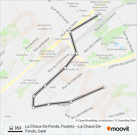 353 Bus Line Map