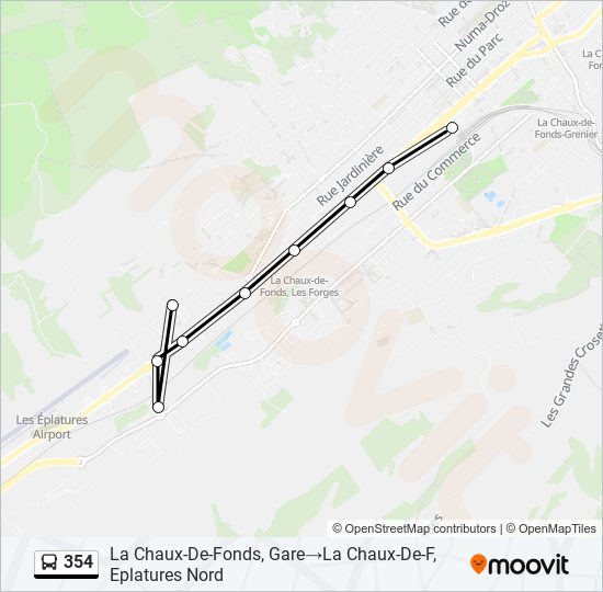 Plan de la ligne 354 de bus