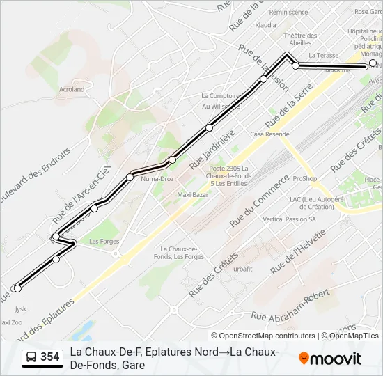 Plan de la ligne 354 de bus
