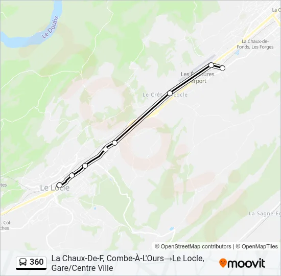 Plan de la ligne 360 de bus