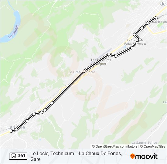 Plan de la ligne 361 de bus