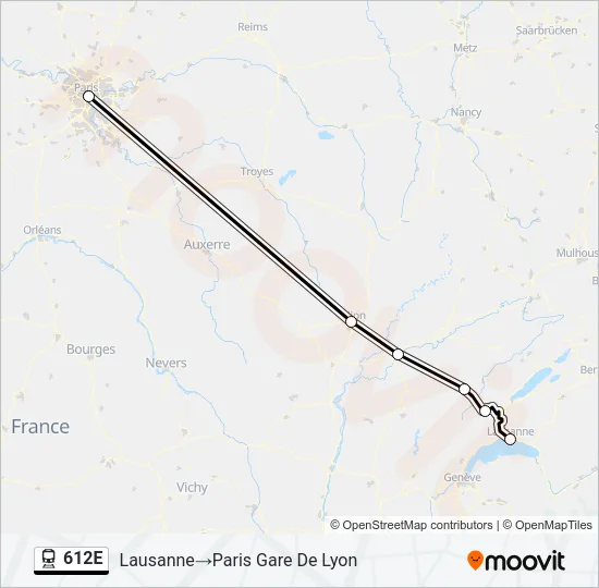 Plan de la ligne 612E de train