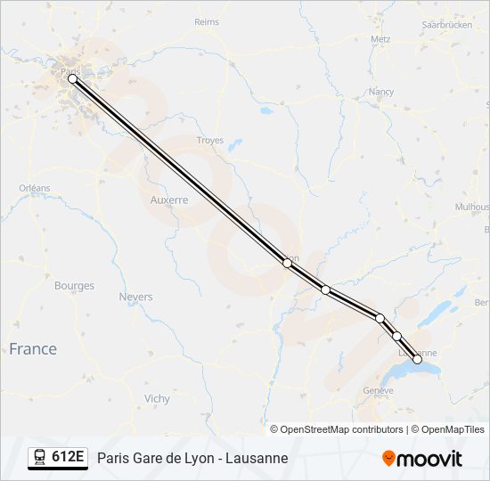 Plan de la ligne 612E de train