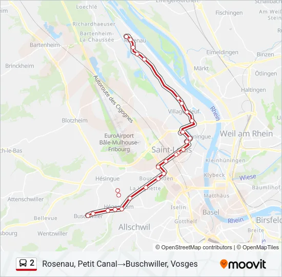 2 Bus Line Map