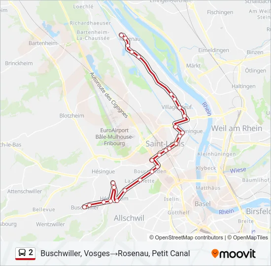 2 Bus Line Map
