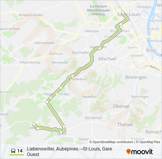 14 Bus Line Map