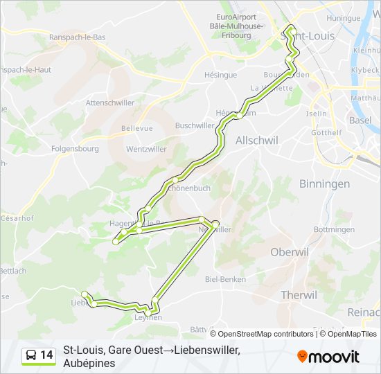 14 Bus Line Map