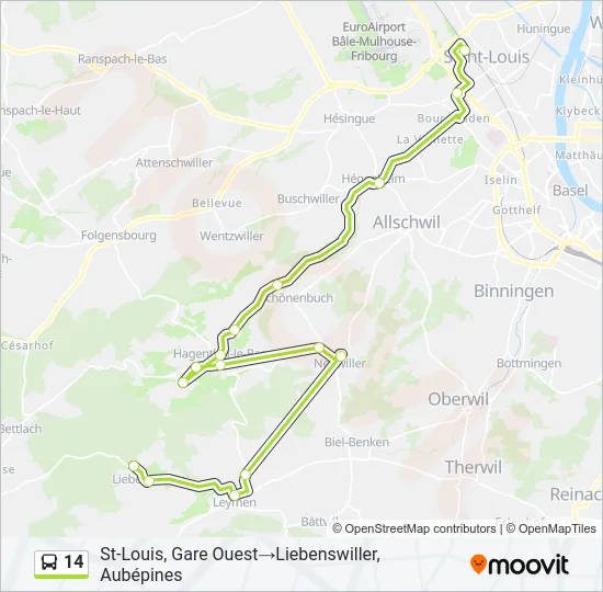 14 Bus Line Map