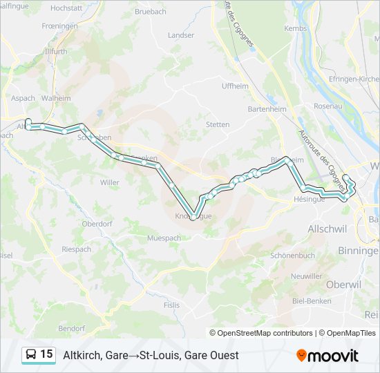 15 Bus Line Map