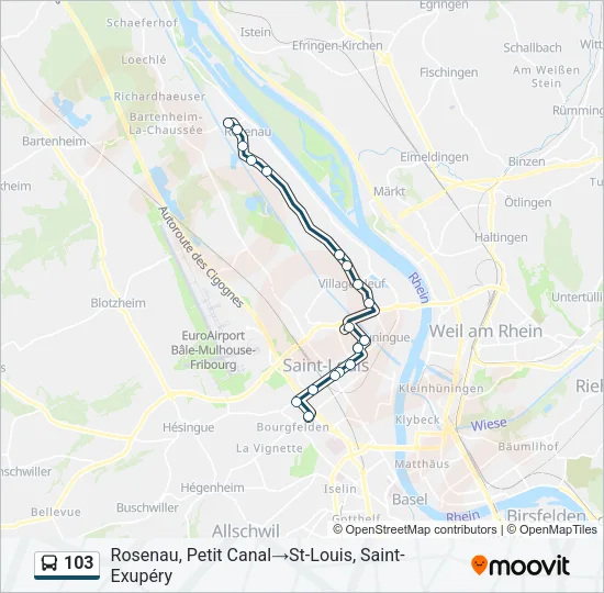 103 Bus Line Map
