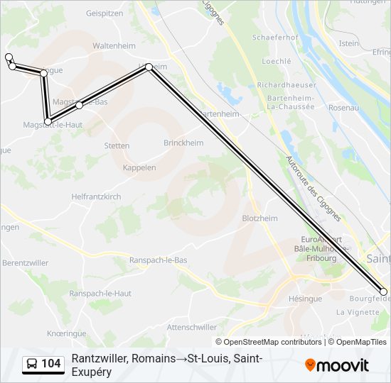 104 Bus Line Map