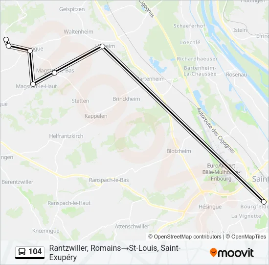 104 Bus Line Map
