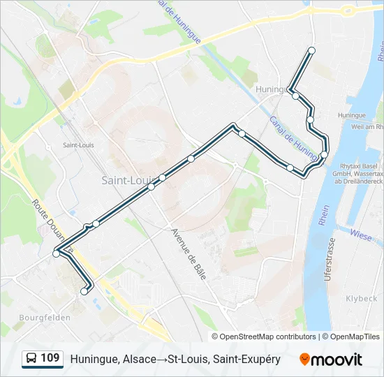 Plan de la ligne 109 de bus