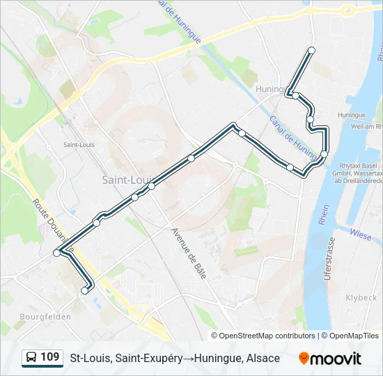 Plan de la ligne 109 de bus