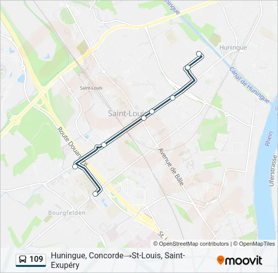 Plan de la ligne 109 de bus