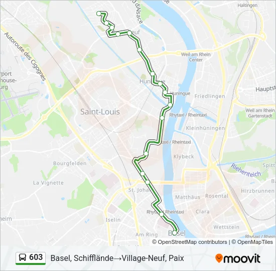 Plan de la ligne 603 de bus